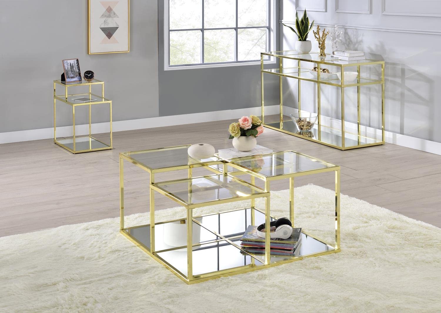 Acme Uchenna Glass Sofa Table - Thumbnail 5