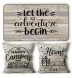 M-Qizi Camper Decor 3 Pieces Set - 1 Rv Door Mat 2 Camper Pillows Cover, 30'X17' Rv Rugs For Inside, 18X18 Pillow Cover, Rv Gi