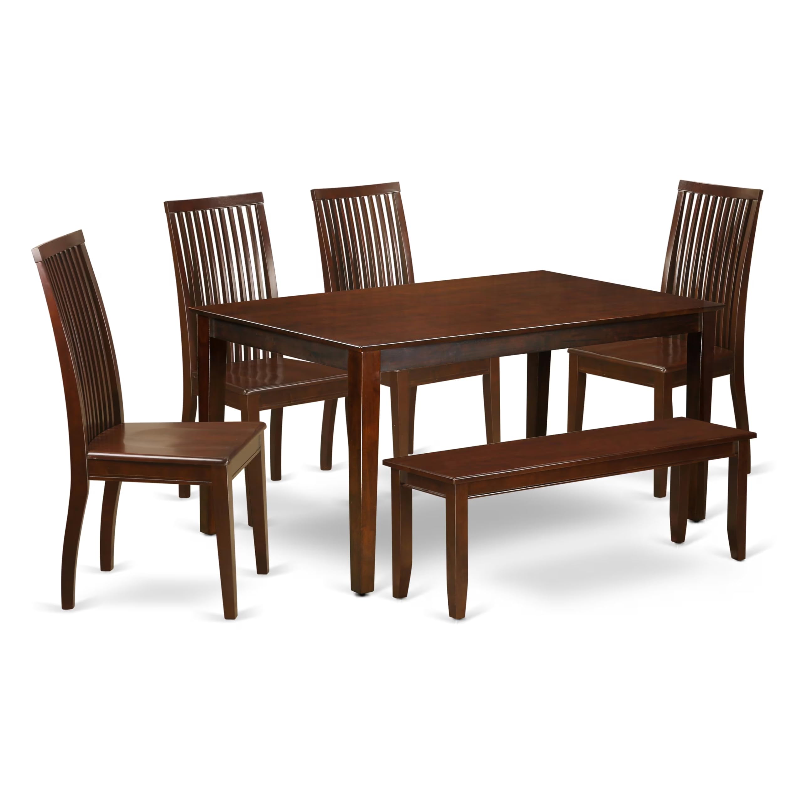 East West Furniture Caip6-Mah-W 6 Piece Dining Room Table Set Contains A Rectangle Kitchen Table And 4 Dining Chairs With A Bench, 36X60 Inch, Mahogany