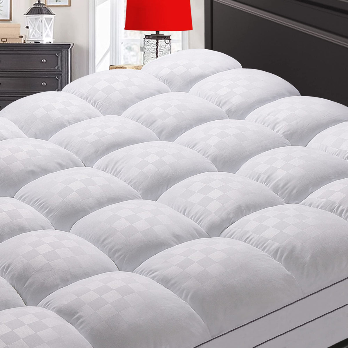 Samebed Mattress Topper Cal King,Extra Thick Mattress Pad Cover For Back Pain,Cooling Mattress Protector With 8-21 Inch Deep Poc