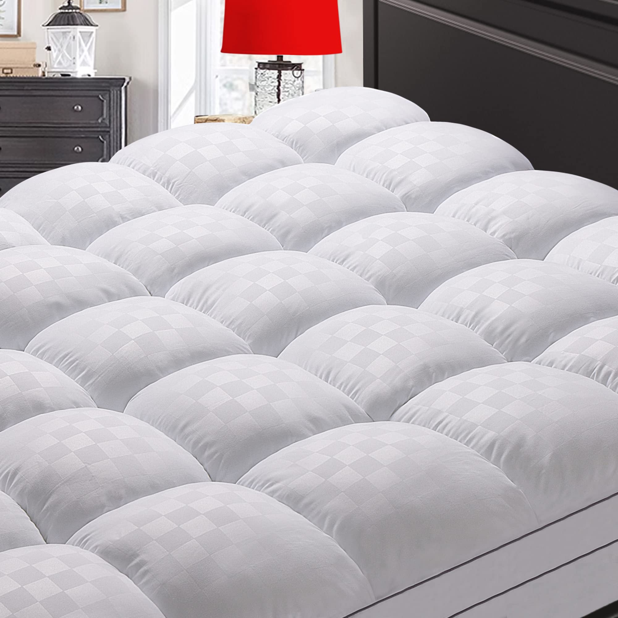 Samebed Mattress Topper Cal King,Extra Thick Mattress Pad Cover For Back Pain,Cooling Mattress Protector With 8-21 Inch Deep Poc
