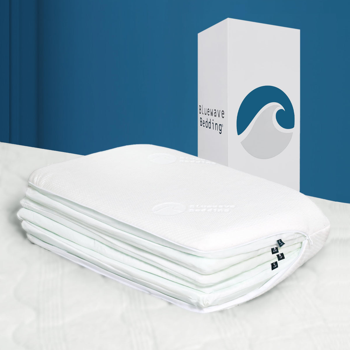 Bluewave Bedding Versalayer Adjustable Memory Foam Bed Pillow - 16 Height Adjustments From 0.75 To 5 Inches - For Stomach, Back,