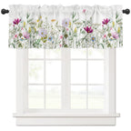Yokou Curtain Valance, Wildflowers Spring Watercolor Flower Floral Print Plants Short Rod Pocket Window Treatment For Living Roo