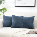 Fancy Homi Dusty Blue Lumbar Decorative Throw Pillow Covers 12X20 Inch For Couch Bed Sofa, Rustic Farmhouse Boho Home Decor, Sof