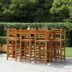 vidaXL 9-Piece Outdoor Bar Set - Solid Acacia Wood Patio Bar Table and Stools - Elegant Farmhouse Style for Garden/Terrace