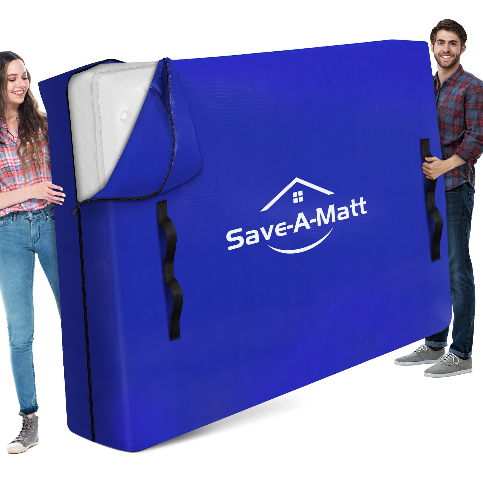Saveamatt Mattress Bags For Moving - Extra Thick & Durable Queen Mattress Cover For Moving - Reusable Waterproof Tarp Mattress P