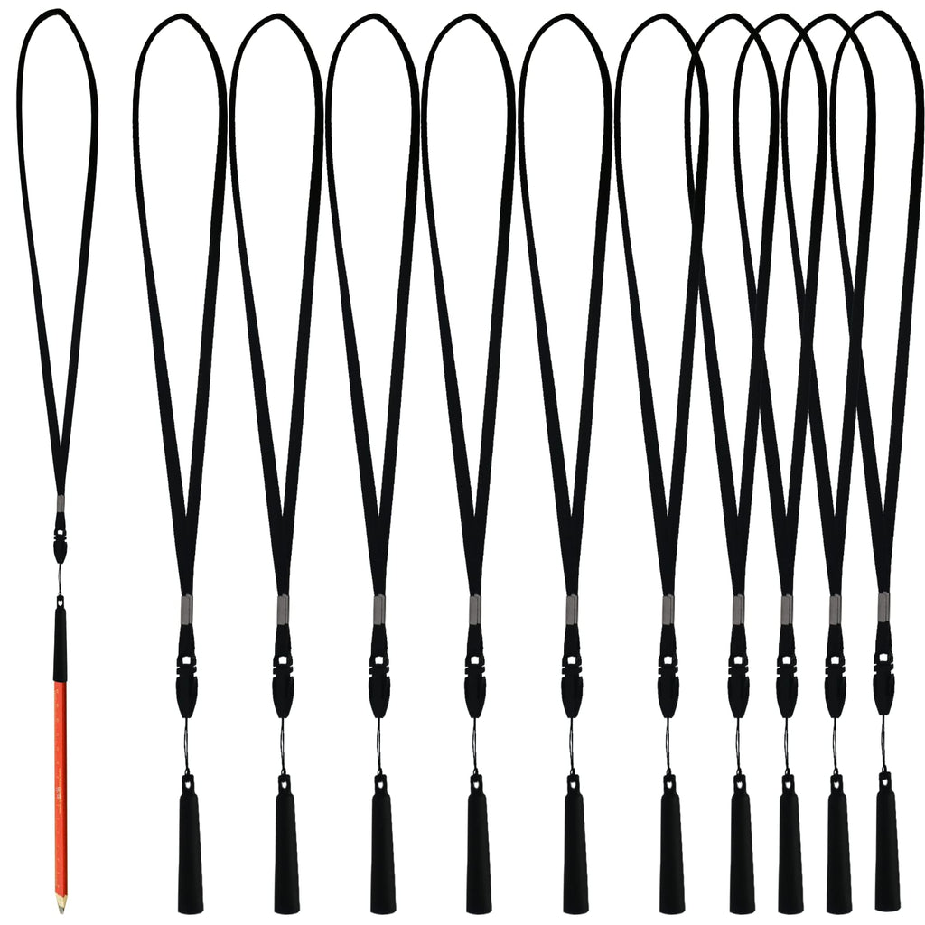 Xilaotou 10 Anti-Lost Necklace Lanyard With Elasticity Blackanti-Lost Silicone Rubber Pen Silicone Lanyard Holder,Teachers,Const