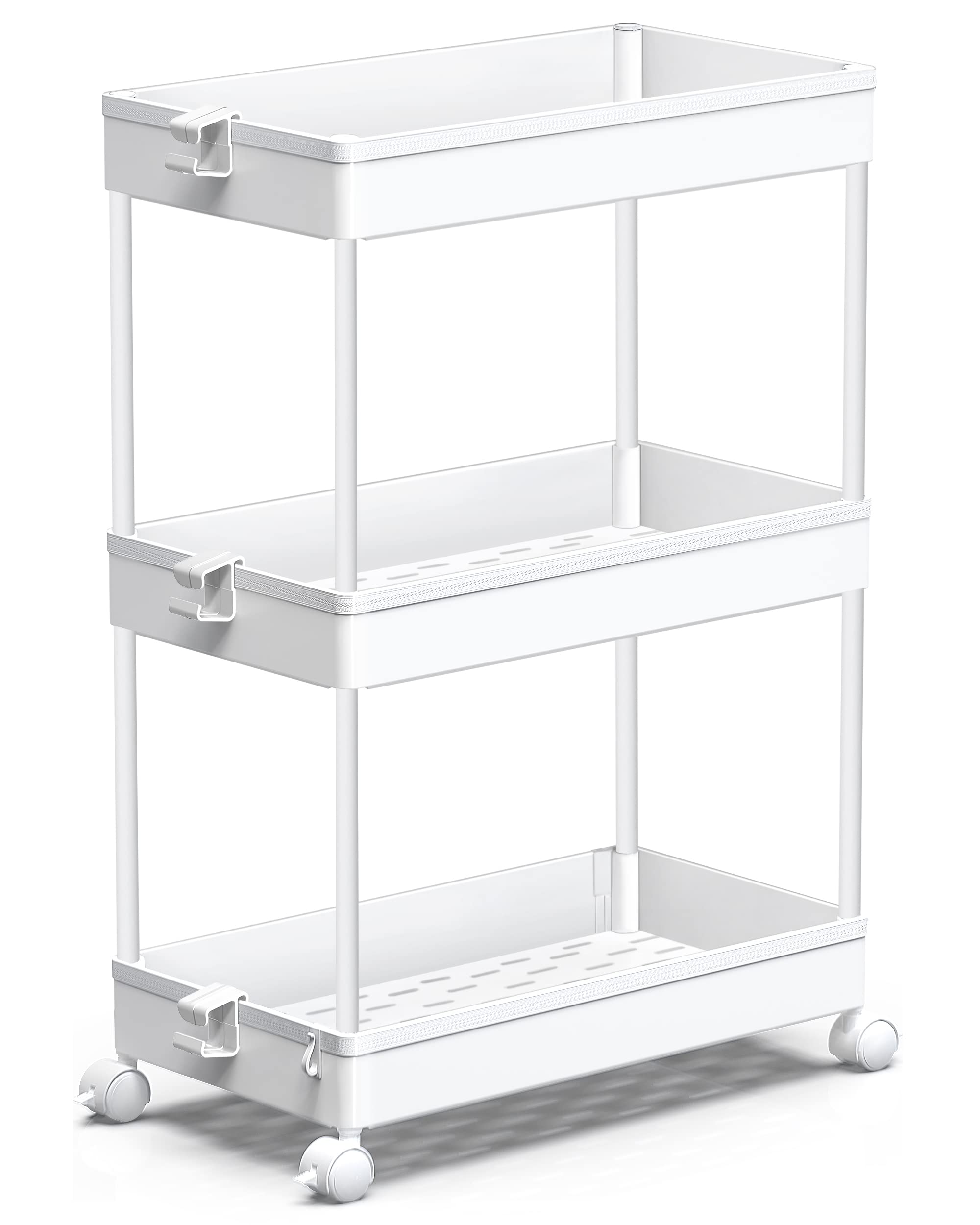 SPACEKEEPER Rolling Storage Cart 3 Tier, Bathroom Cart Organizer Laundry Room Organizer Utility Cart Mobile Shelving Unit Multi-