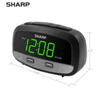 Sharp Digital Clock With Alarm And Dual Usb Fastcharge Charging Ports - Charge Your Phone Bedside - Battery Back-Up - Easy To Us