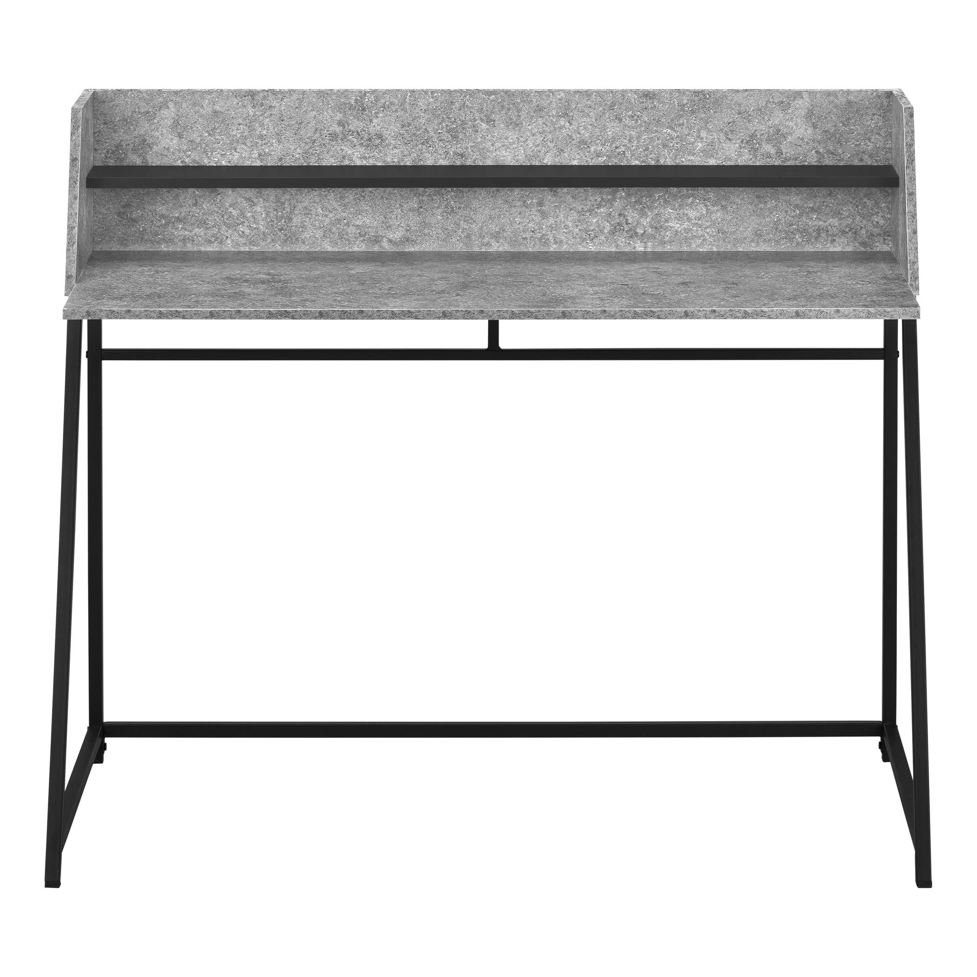 Monarch Specialties I 7550 Computer Desk, Home Office, Laptop, Storage Shelves, 48&quot; L, Work, Metal, Laminate, Grey, Black, Contemporary, Modern