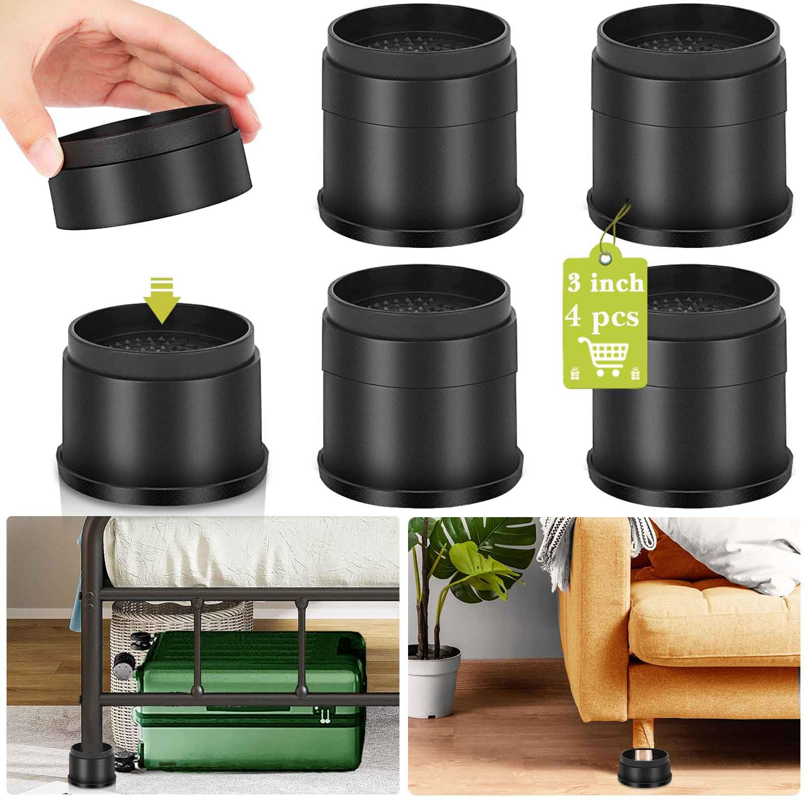 Yookwutar 4 Pack Furniture Risers 3 Inch, Adjustable Bed Risers Heavy Duty For Table Desk Couch Chair Sofa Cabinet Bed Frame Dor