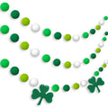 Tatuo 3 Pieces Pom Pom Garlands St. Patricks Day Felt Shamrock Clover Irish Wall Hanging Garlands for St. Patricks Day Irish P