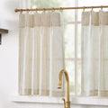 jinchan Linen Pinch Pleated Kitchen Curtain 24 Inch 2 Panels, Natural Linen Tier Curtains Back Tab Beige Farmhouse Cafe Curtain,