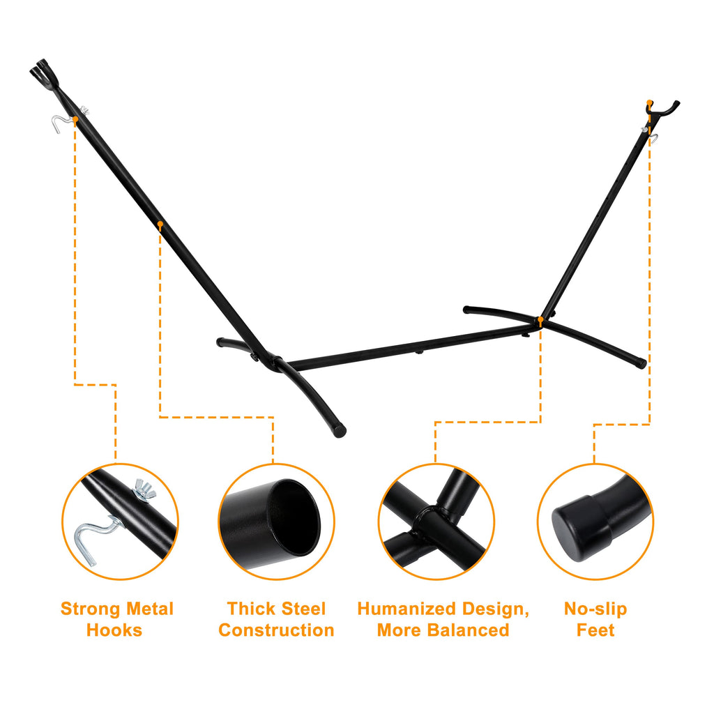 Super Deal Portable 9Ft Hammock Stand, Heavy Duty 2 Person 620 Lbs Capacity Steel Hammock Frame With Portable Carrying Case, Adjustable 6 Optional Hook Positions, Weather Resistant Black