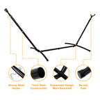 Super Deal Portable 9Ft Hammock Stand, Heavy Duty 2 Person 620 Lbs Capacity Steel Hammock Frame With Portable Carrying Case, Adjustable 6 Optional Hook Positions, Weather Resistant Black
