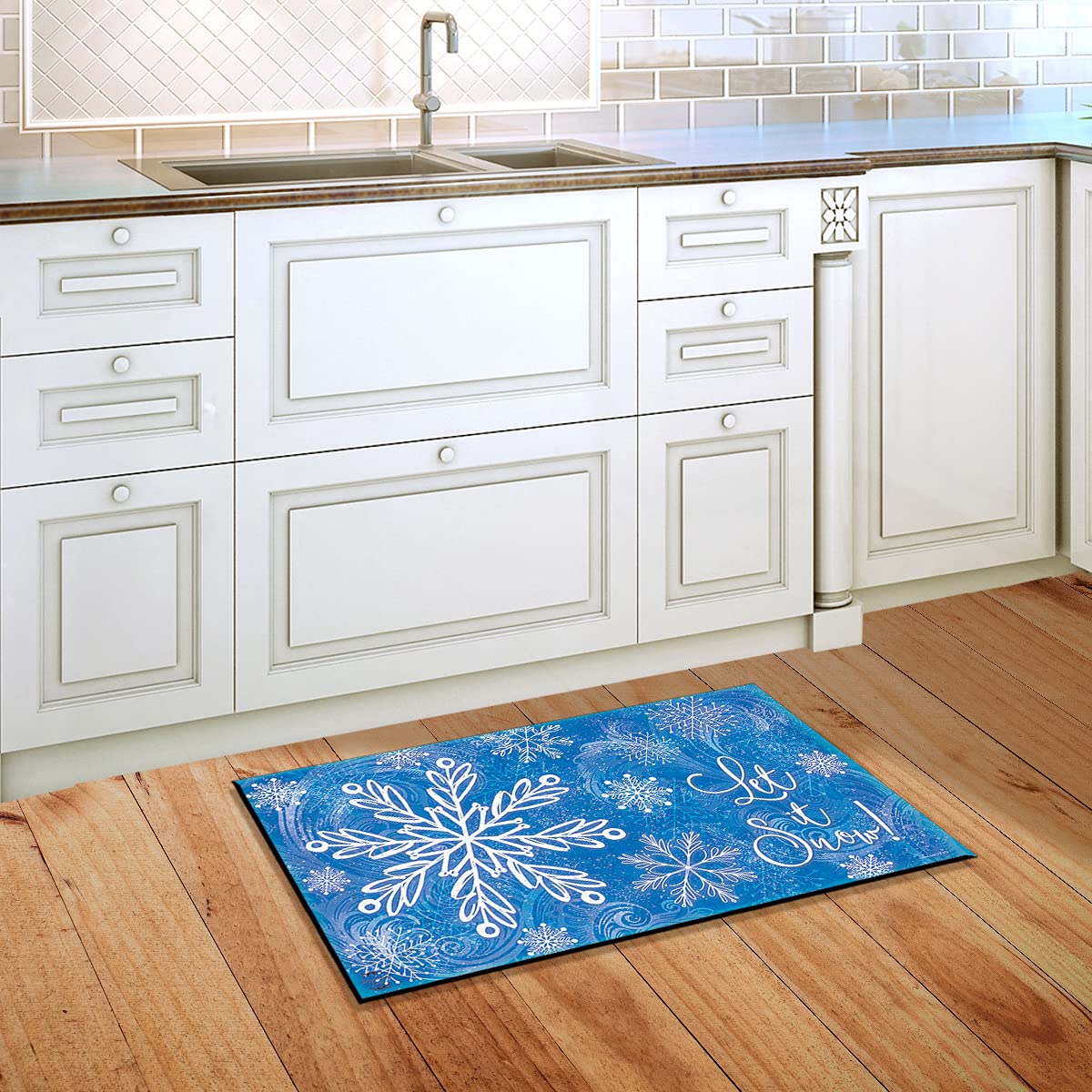 Briarwood Lane Glistening Snowflakes Winter Doormat Let It Snow Indoor Outdoor 30' X 18'
