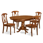 East West Furniture PONA5-SBR-W 5 Piece Dining Room Furniture Set Includes an Oval Kitchen Table with Butterfly Leaf and 4 Dining Chairs, 42x60 Inch, Saddle Brown