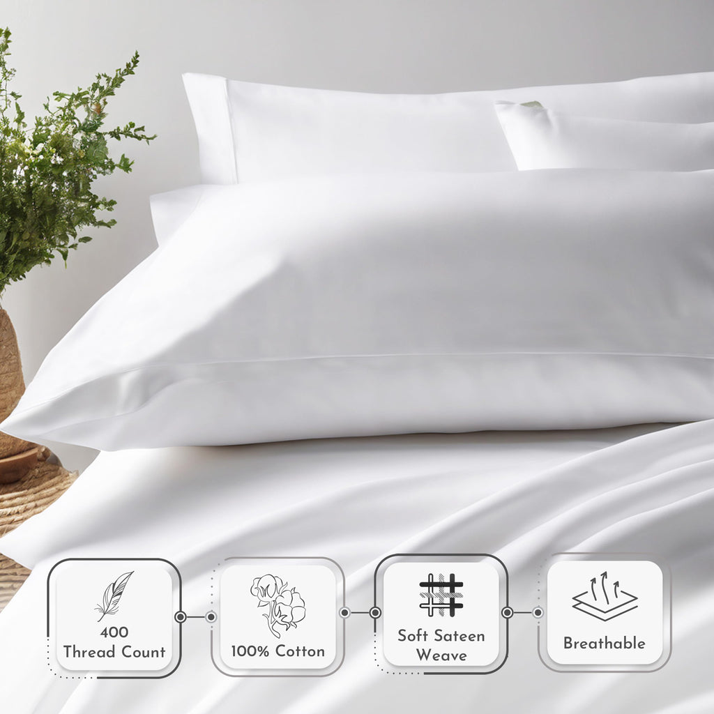 California Design Den Standard/Queen Size Pillowcase Set - 400 Thread Count, 100% Sateen Cotton Pillowcases, Set Of 2 Pillow Covers, Breathable, Cooling, Soft For Quality Sleep - Brown