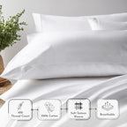 California Design Den King Size Pillowcase Set - 400 Thread Count, 100% Cotton Sateen, Luxury Set Of 2 Pillow Covers, Breathable, Cooling, Soft For Comfortable Quality Sleep - Creamy White