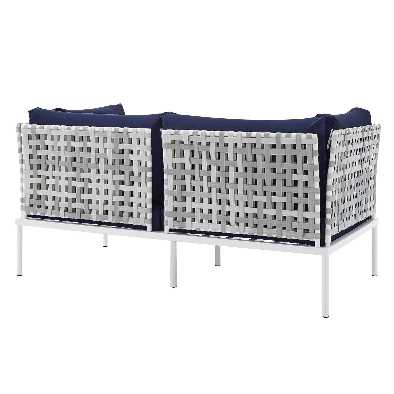Modway EEI-4961-TAU-NAV Harmony Outdoor Patio Aluminum Loveseat, Taupe Navy