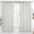 Bgment Light Grey Sheer Curtains 63 Inch Length For Living Room, Grommet Light Filtering Semi Sheer Window Drapes Casual Texture