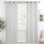 Bgment Linen Look Semi Sheer Curtains For Bedroom, Grommet Light Filtering Casual Textured Privacy Curtains For Living Room, 2 P