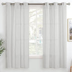 Bgment Light Grey Sheer Curtains 63 Inch Length For Bedroom, Grommet Light Filtering Semi Sheer Window Drapes Casual Textured Pr