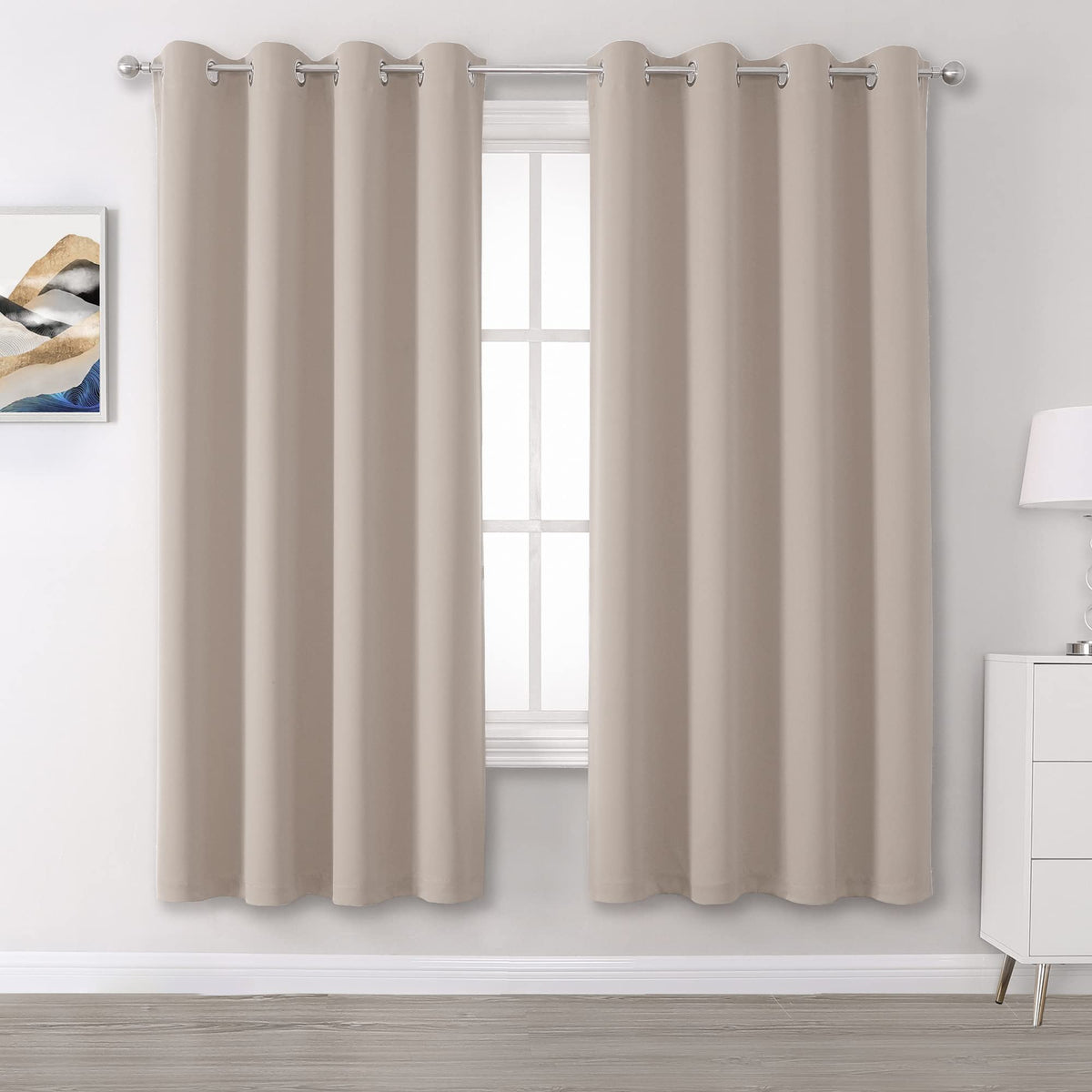 Dualife Light Brown Blackout Curtains 72 Inches Long - Thermal Insulated Room Darkening Curtains For Bedroom 52 X 72 Inch, Gromm