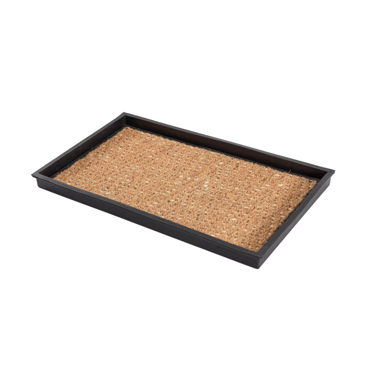 Anji Mountain Heavy Duty Waterproof Rubber Shoe Storage Mat Organizer/Boot Storage Tray Multi Use For Entryway With Coir, Tan And Khaki Insert , Fits 4 Pair (46.5' Wide)
