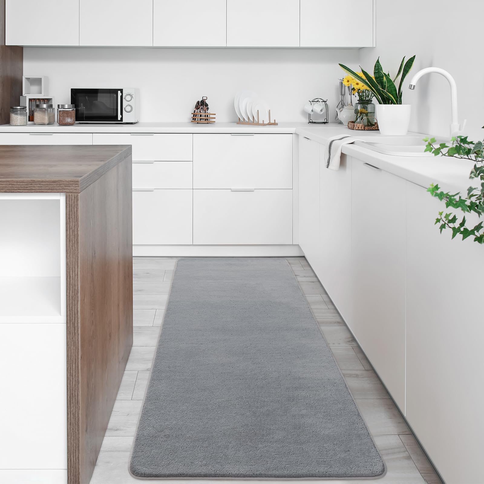 Softlife Washable Runner Rug For Bedroom Living Room Rug, 2X6 Grey Soft Fluffy Hallway Runner Rug, Non-Slip Indoor Carpet For Ki