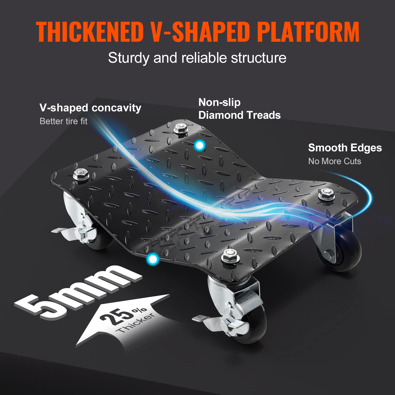 Vevor Wheel Dolly, 3000 Lbs Car Moving Dolly, Wheel Dolly Car Tire Stake Set Of 2 Piece, Heavy-Duty Car Tire Dolly Cart Moving C