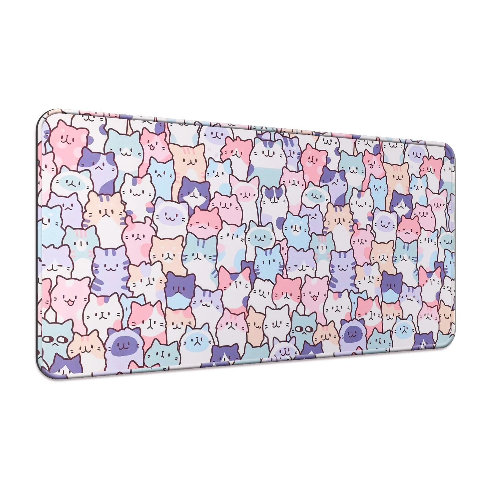 Jiang100 Cute Kawaii Cat Mouse Pad, Gaming Office Home Mousepad, Computer Keyboard And Laptop Desk Mat For Women, Large Extended