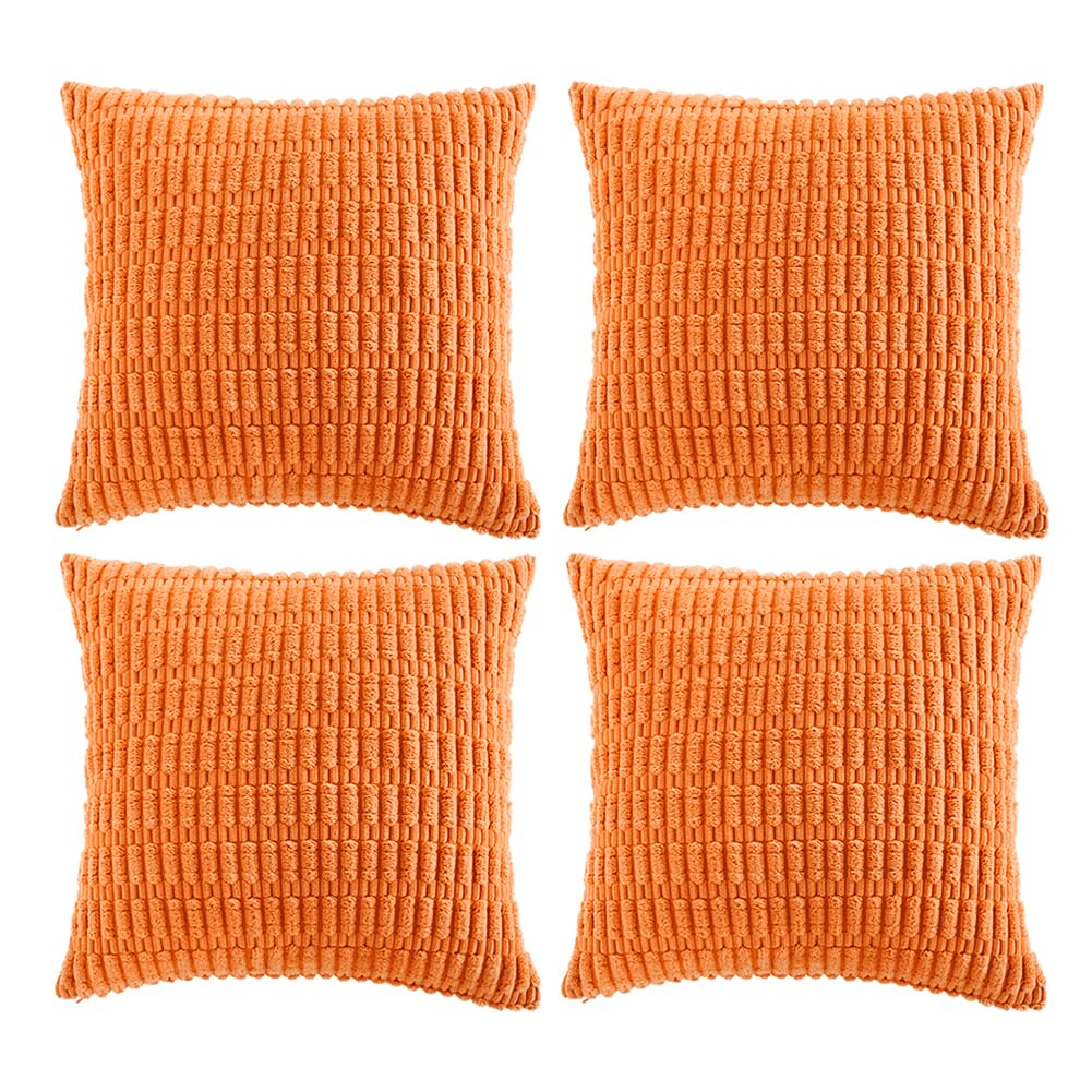 Fancy Homi 4 Packs Orange Fall Decorative Throw Pillow Covers 20X20 Inch For Couch Bed Sofa, Halloween Pumpkin Autumn Home Decor