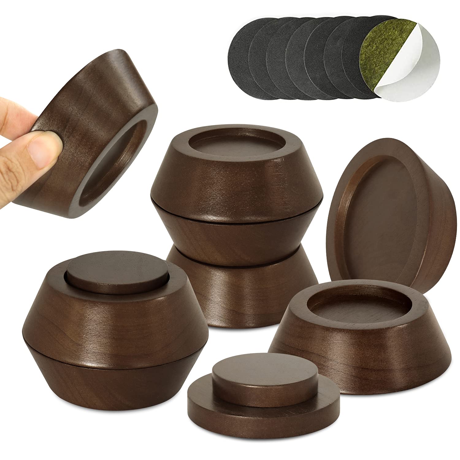 Fasonla Bed Risers, Furniture Risers (Set Of 8) Lifts Height 1', 2', 3' Or 4', Solid Natural Wood Risers, Non-Slip Recessed