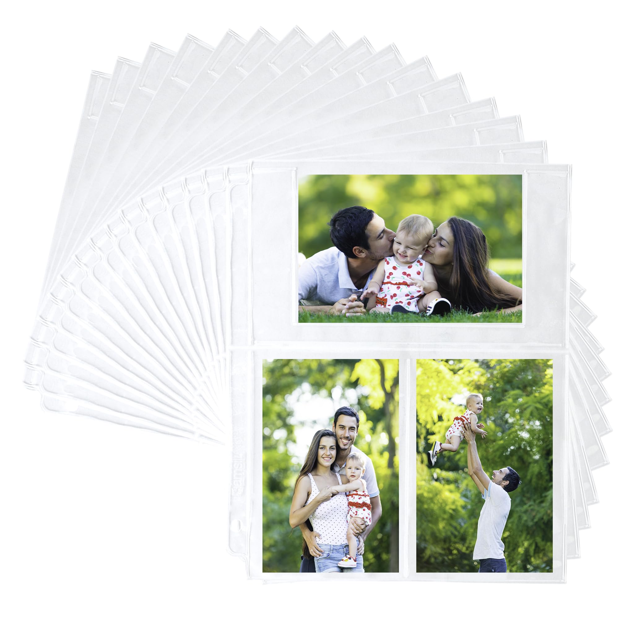 Samsill 50 Pack Ultra Clear 4X6 Photo Album Pages For 3 Ring Binder, Mixed Format, Archival Photo Sleeves, Photo Holders, 3 Pock