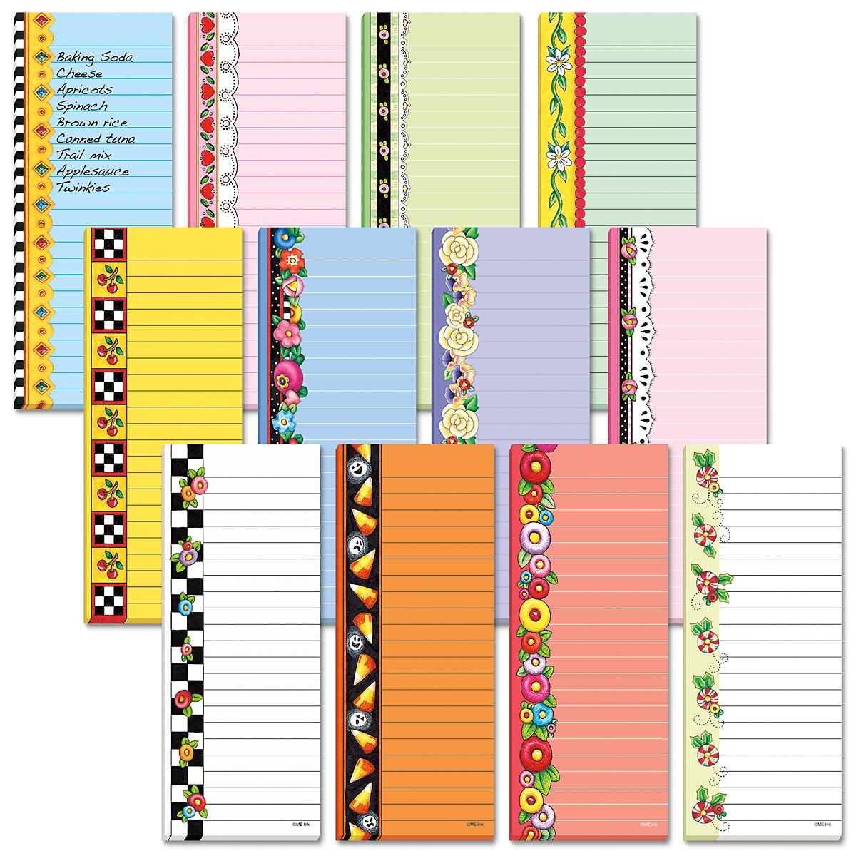 Current Mary Engelbreit Seasonal Magnetic Notepad Set - Set Of 12 Mini Memo Pads, 12 Designs, 30-Sheet Pads, 2 X 6 Inches, Shopp
