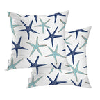 Baonews Sky Blue Nautical Starfish Throw Pillow Covers,Beachy Coastal White Navy Sea Star Cushion Cover Digital Blended Hidden Z