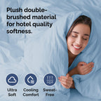 Duvet Cover Queen Size Set - Extra Soft Queen Size Duvet Cover - 90' X 90' Queen Duvet Cover W/ 2 Pillow Shams - Easy Care & Fade Free - Hotel Luxury Duvet Cover W/ Zipper Closures & Ties (Sky Blue)
