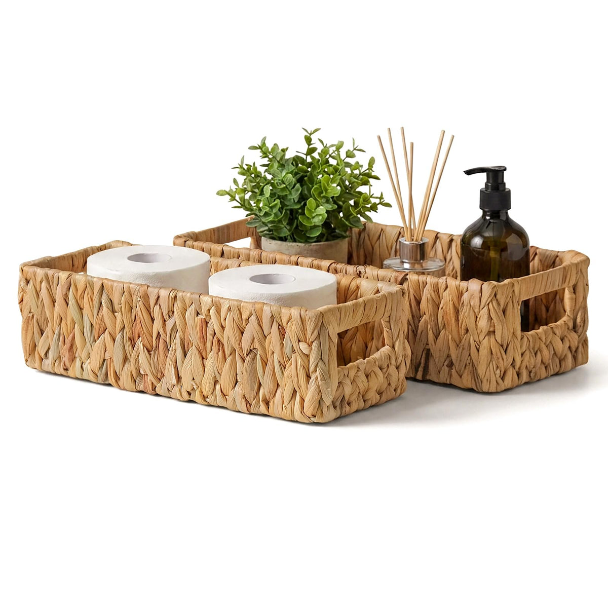 Toilet Paper Storage Basket for Bathroom Wicker Toilet Tank Basket Set of 2