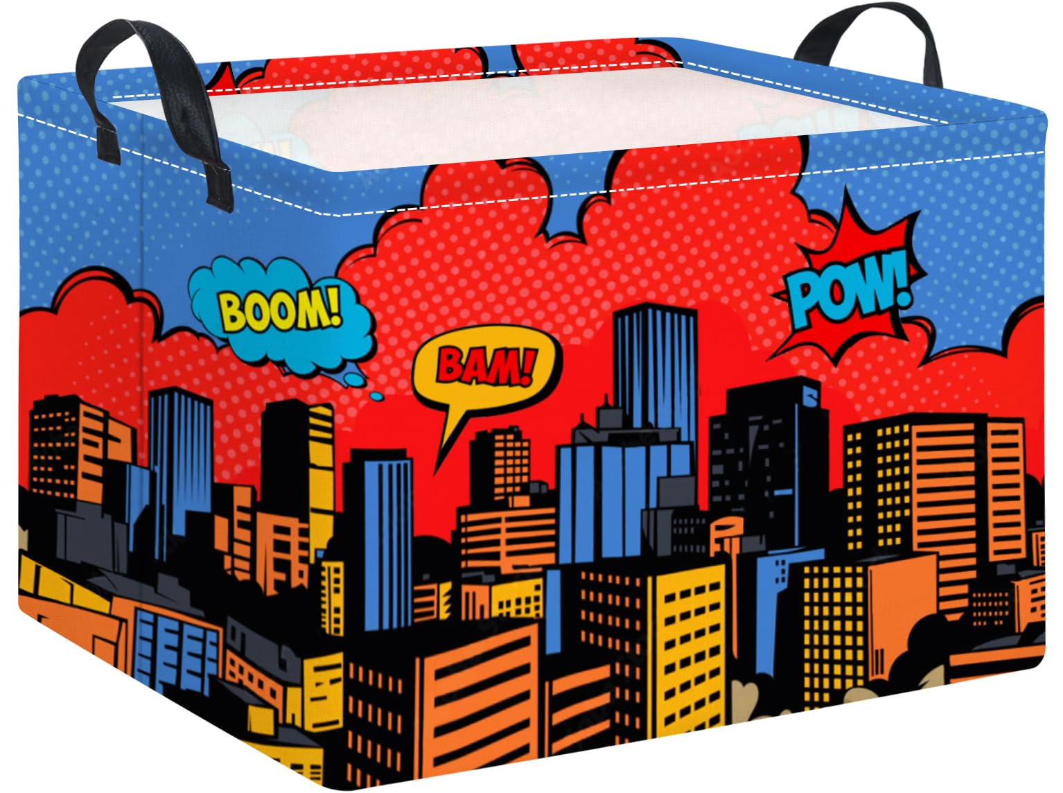 HIYAGON Rectangular Baby Girl Basket Kids Baby Storage Basket Toy Storage Bin Organizer Box Room Decor(City)