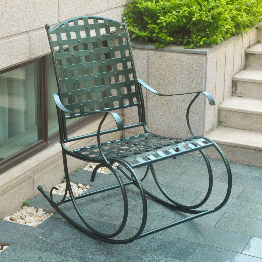 International Caravan Porch Rocker in Verdigris Finish,