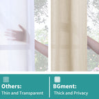 Bgment Natural Faux Linen Curtains For Bedroom, Grommet Thick Linen Semi Sheer Drapes Light Filtering Privacy Window Treatments Curtains For Living Room, Set Of 2 Panels, 52 X 120 Inch, Light Beige