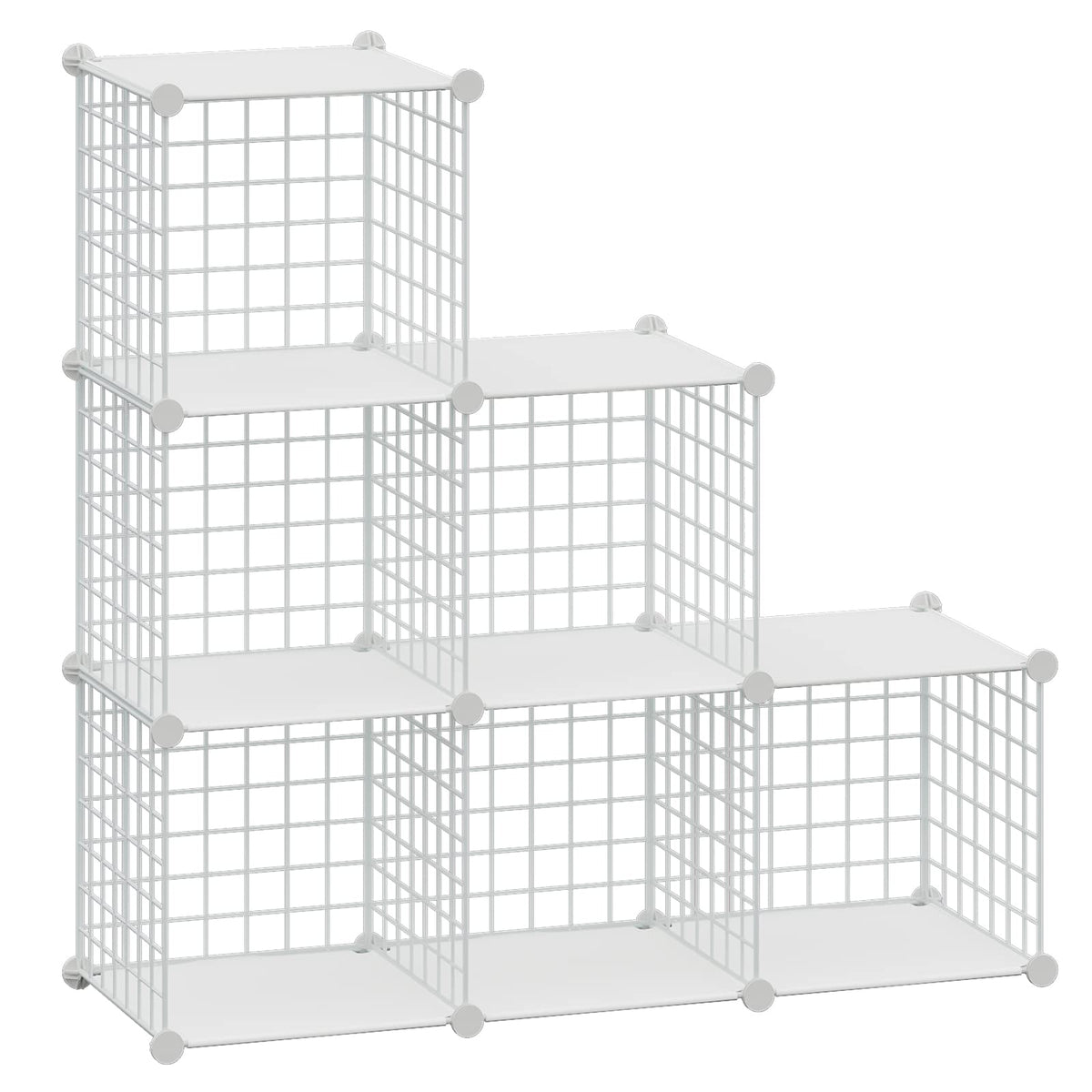 HUBSON Wire Cube Storage Organizer, 6-Cube Metal Grids Storage Shelf, Closet Cabinet, DIY Plastic Cube Bookcase Modular Closet C