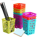 Ielek Pencil Holder Pen Cups, Colorful Office Desktop Storage Organizer Square Classroom Pen Pencil Holder Basket For Desk, Pack