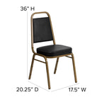 Flash Furniture HERCULES Series Trapezoidal Back Stacking Banquet Chair in Black Vinyl - Gold Frame