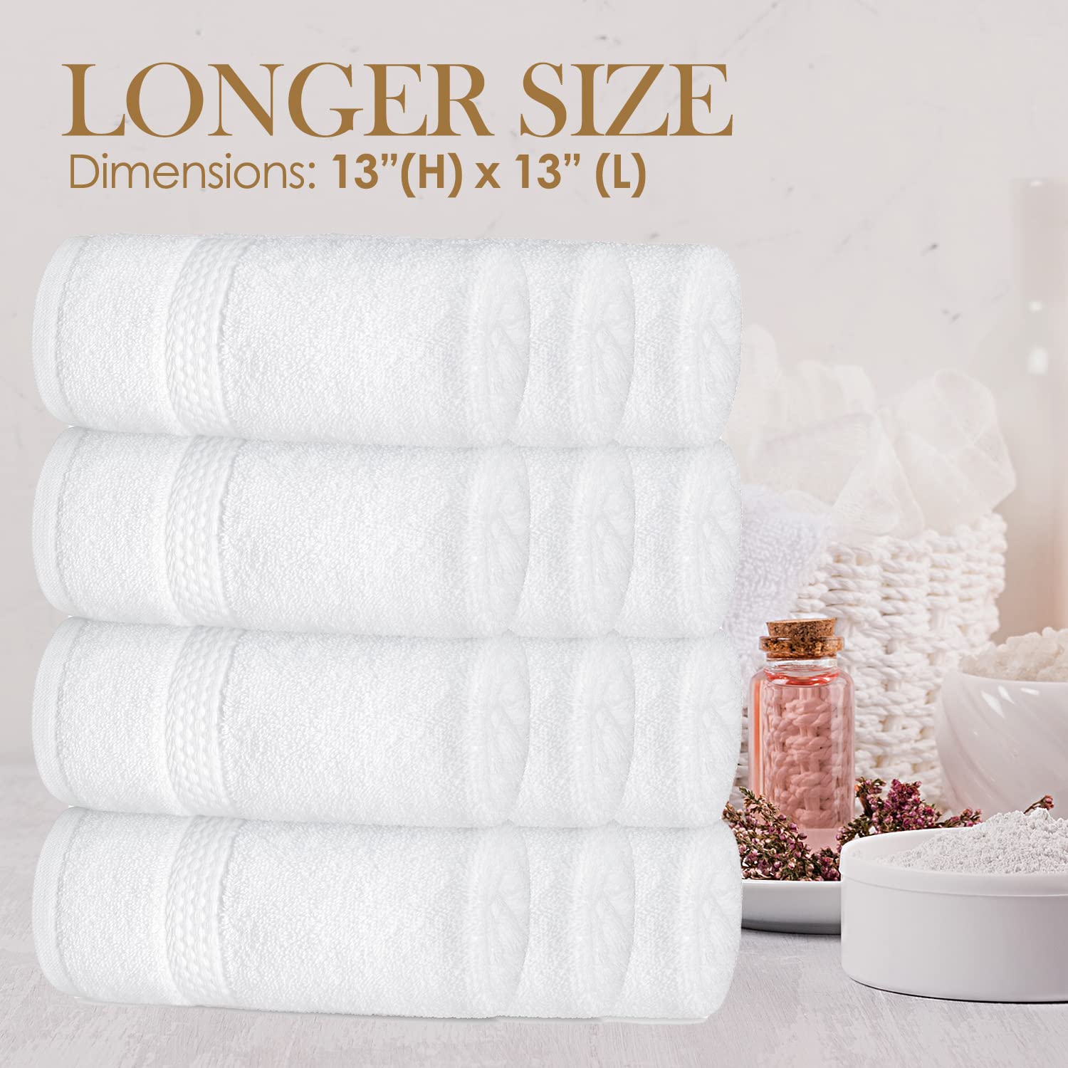 Elaine Karen White Wash Cloths For Your Face - 12 Pack Premium Cotton Washcloths - Hotel & Spa Bathroom Face Towels - 13X13 Face