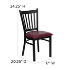 Flash Furniture HERCULES Series Black Vertical Back Metal Restaurant Chair - Burgundy Vinyl Seat