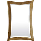 HomeRoots Modern Curves Solid Teak Wall Mirror in Natural Finish