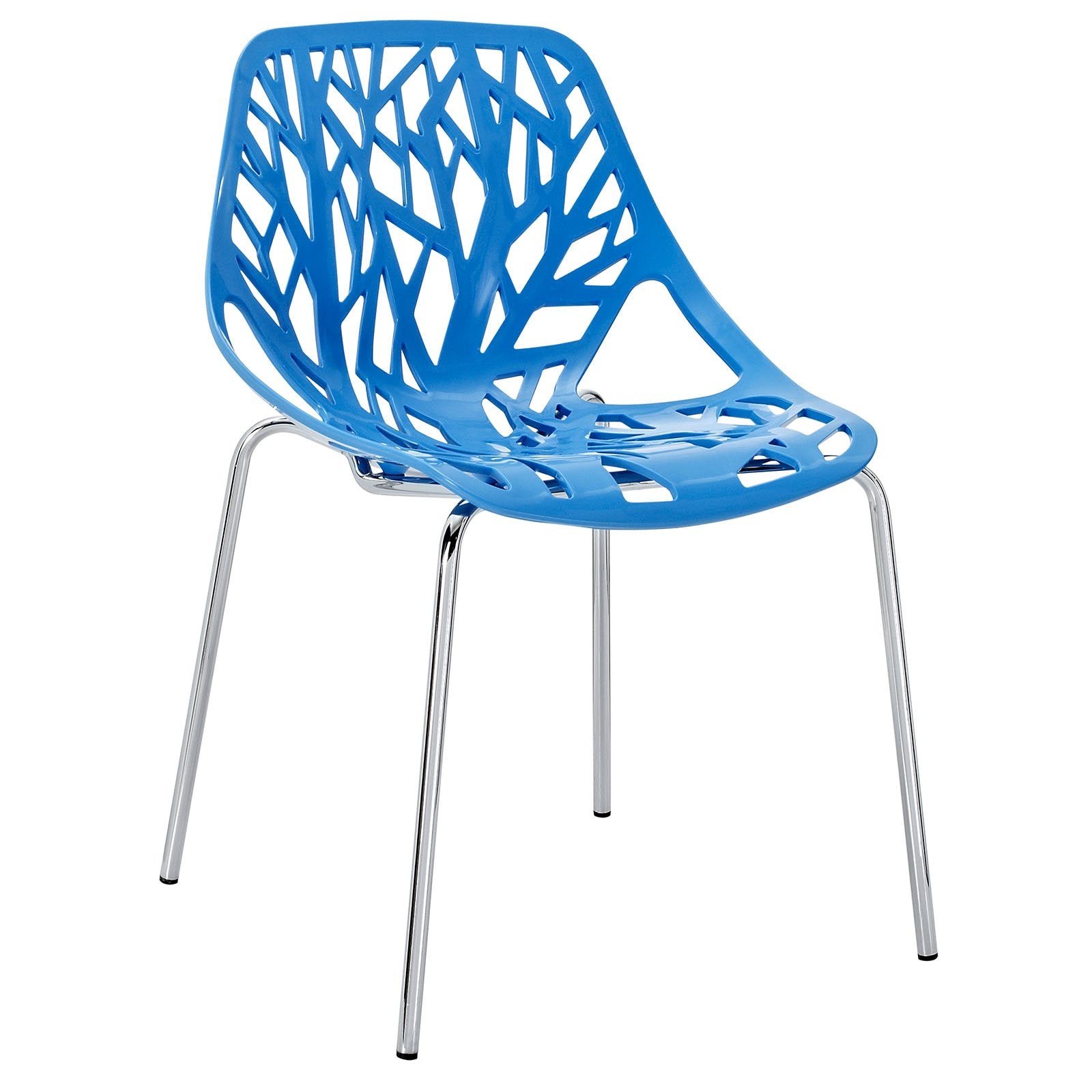 Modway Stencil Modern Stacking Kitchen and Dining Room Chair in Blue