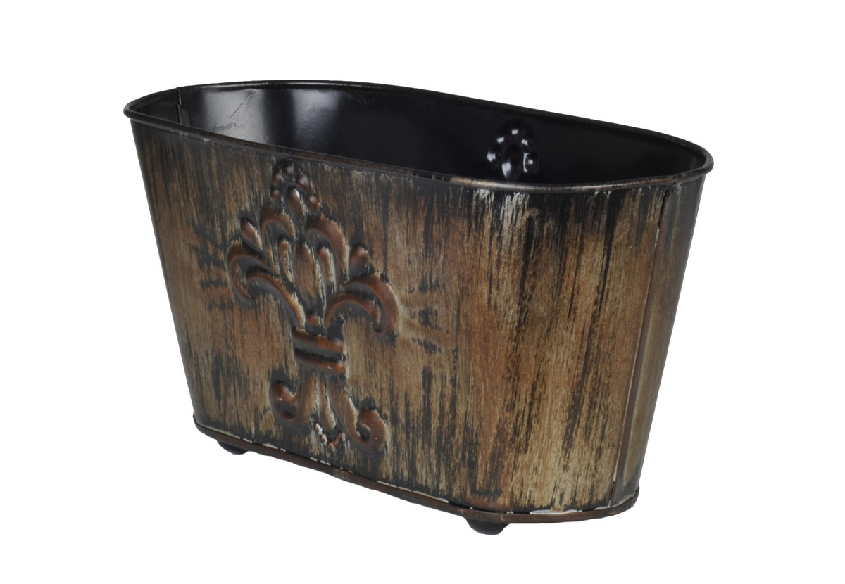 Decorative Metal Shelf Planter (G10752) - 11 1/4' X 5 1/4' X 5 3/4' Tall (Set Of 2 Vases)
